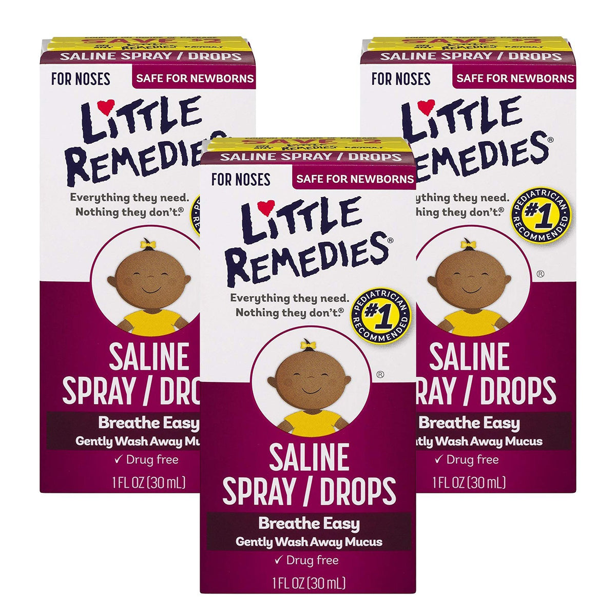 Little Remedies atomizador nasal estéril, botella de 3 oz, ayuda a aflojar moco para respirar mejor