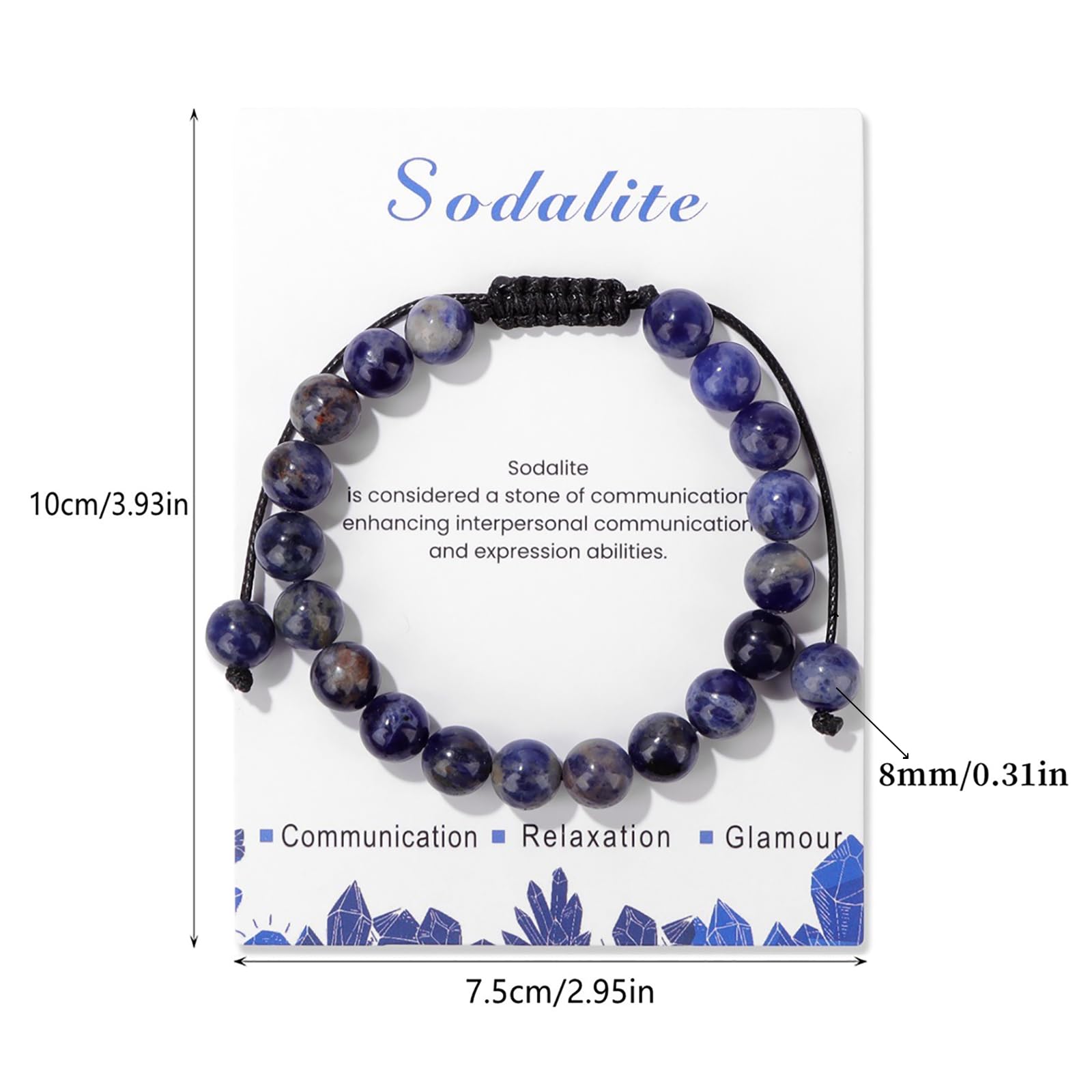 Lit Wall pulsera sodalita 8mm detalle de cuentas y acabado suave.