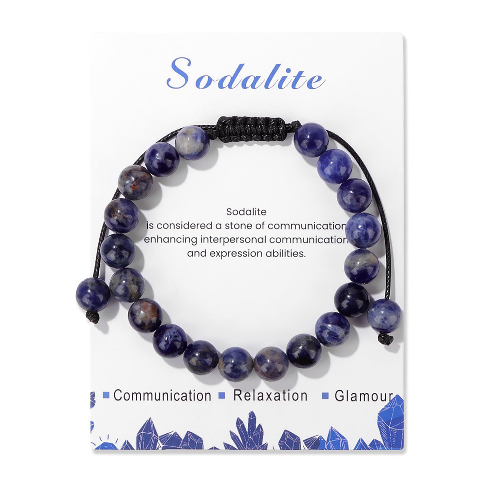 Lit Wall pulsera sodalita 8mm vista frontal con color vibrante.