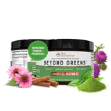 Live Conscious Beyond Greens, vertido de la botella para iniciar tu ritual de bienestar diario.
