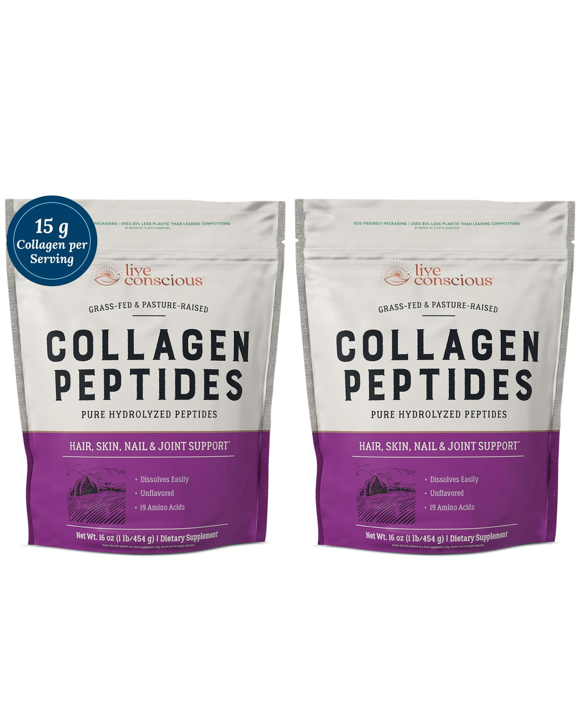 Live Conscious Colágeno Peptides: bote-vierte, soporte potencial a piel hidratada.