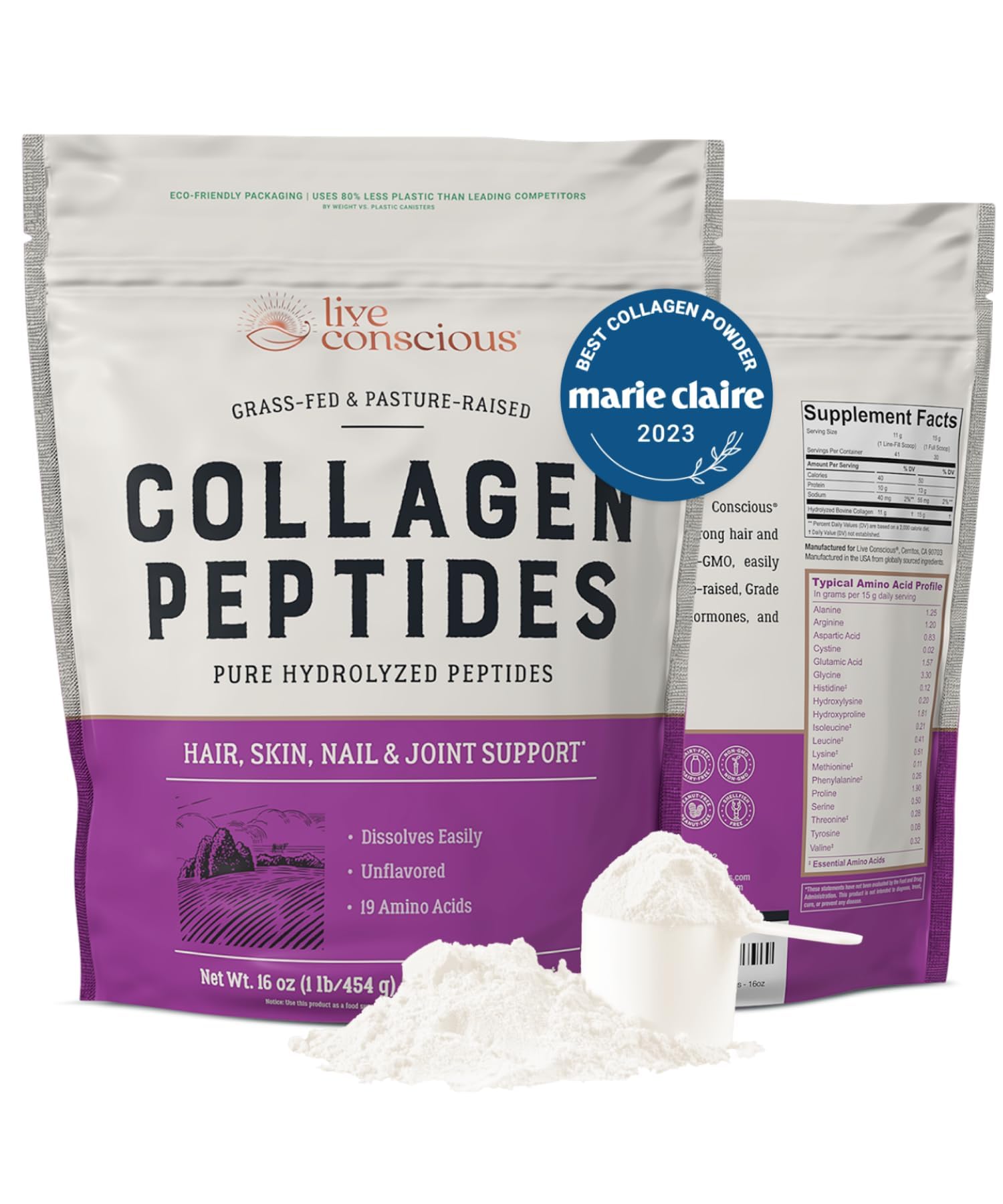 Live Conscious Colágeno Peptides: piel sana y cabello más vibrante.
