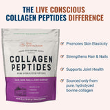 Live Conscious Colágeno Peptides: etiqueta clara, confianza en ingredientes premium.