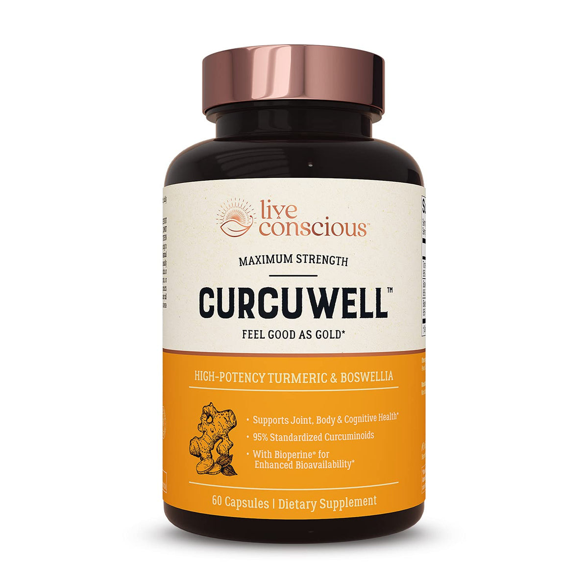 CurcuWell de Live Conscious en cápsulas para uso diario y apoyo a articulaciones