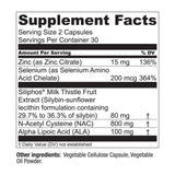 LiverWell incluye N-acetilcisteína y ácido alfa-lipoico para posibles antioxidantes.