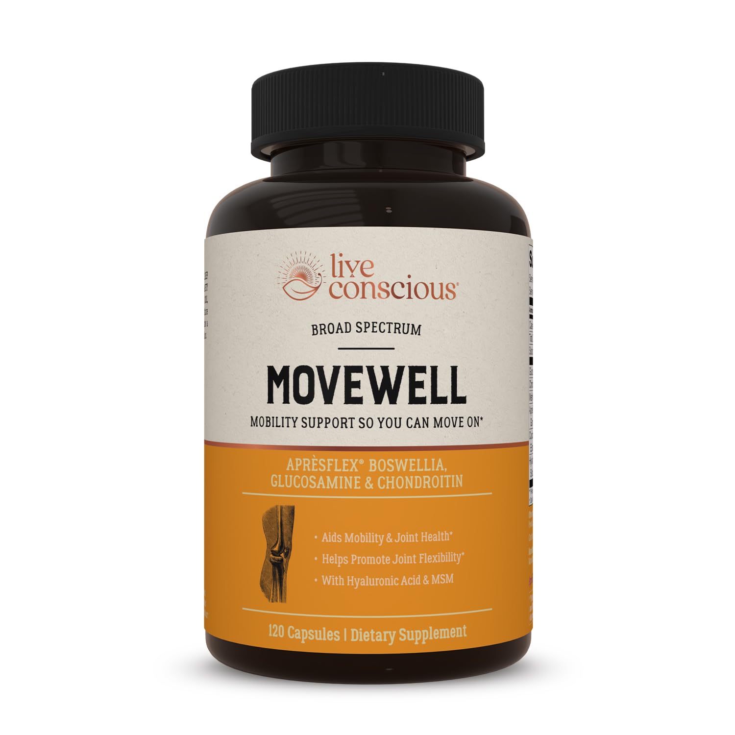 MoveWell de Live Conscious, botella frontal, para apoyar movilidad diaria.