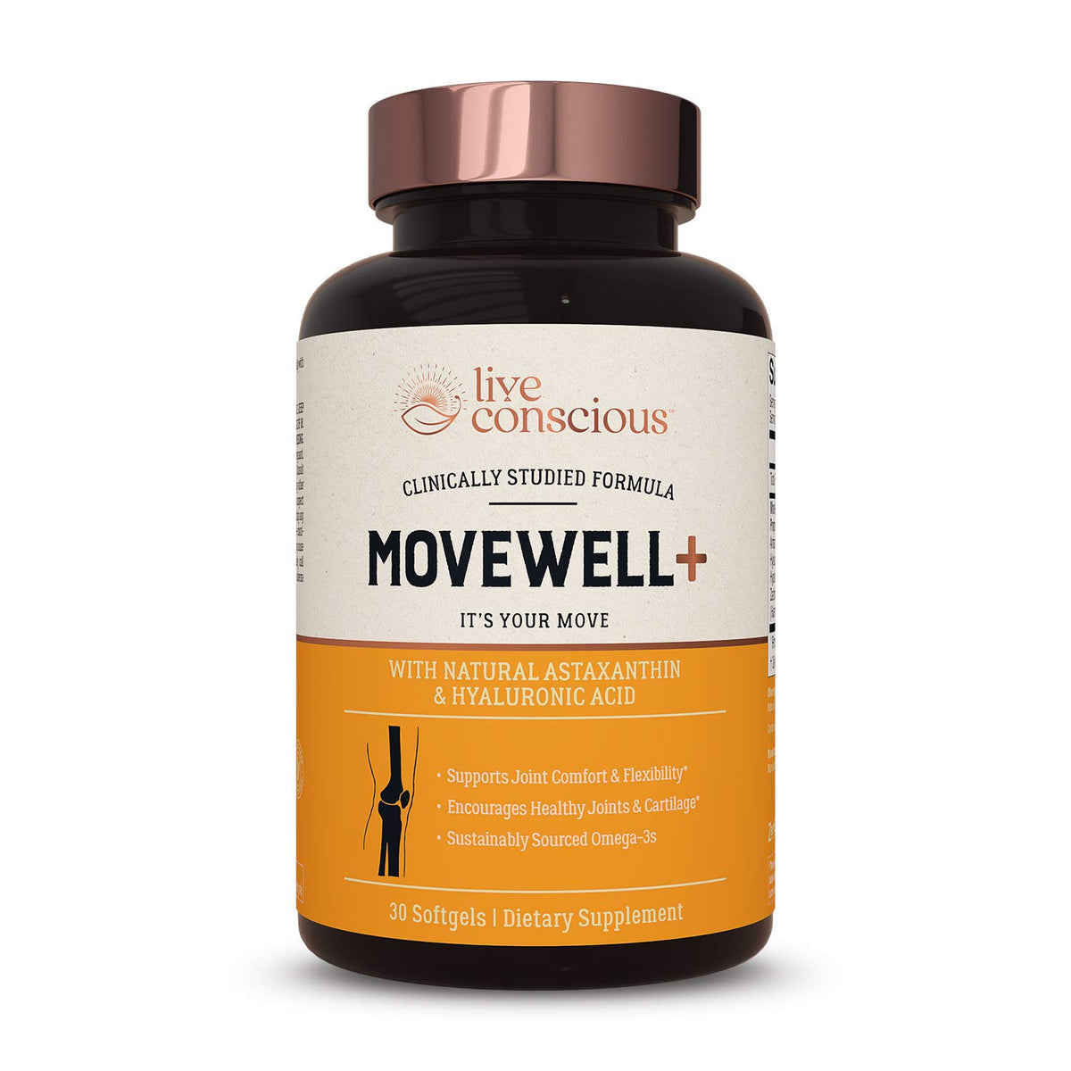 MoveWell Plus de Live Conscious: botella con dosis para soporte articular diario