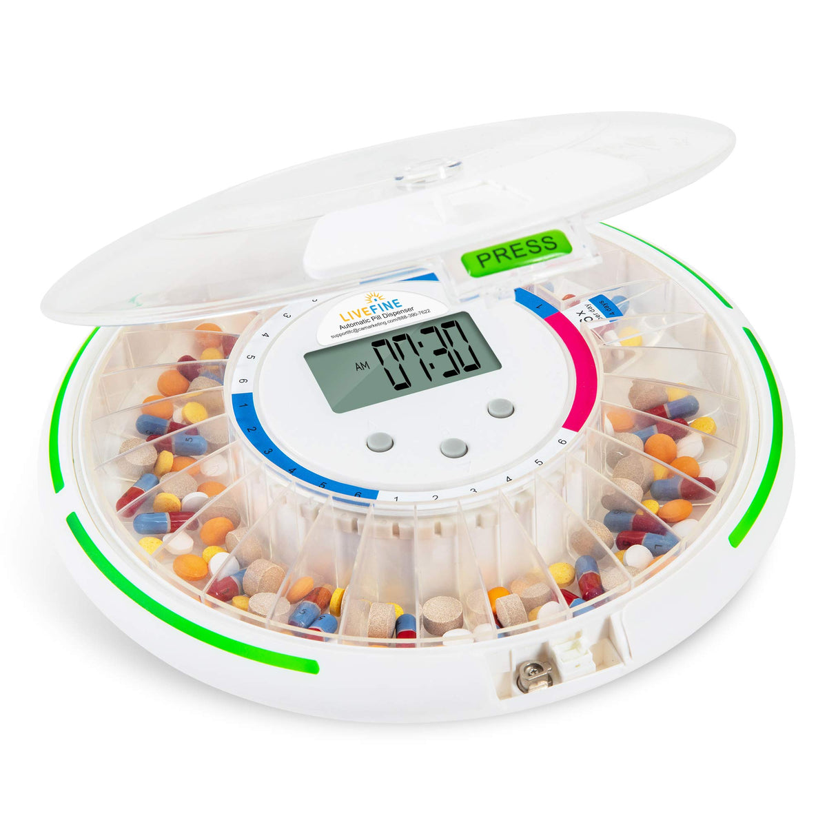 Live Fine dispensador automático de pastillas con planificador de 28 días para casa