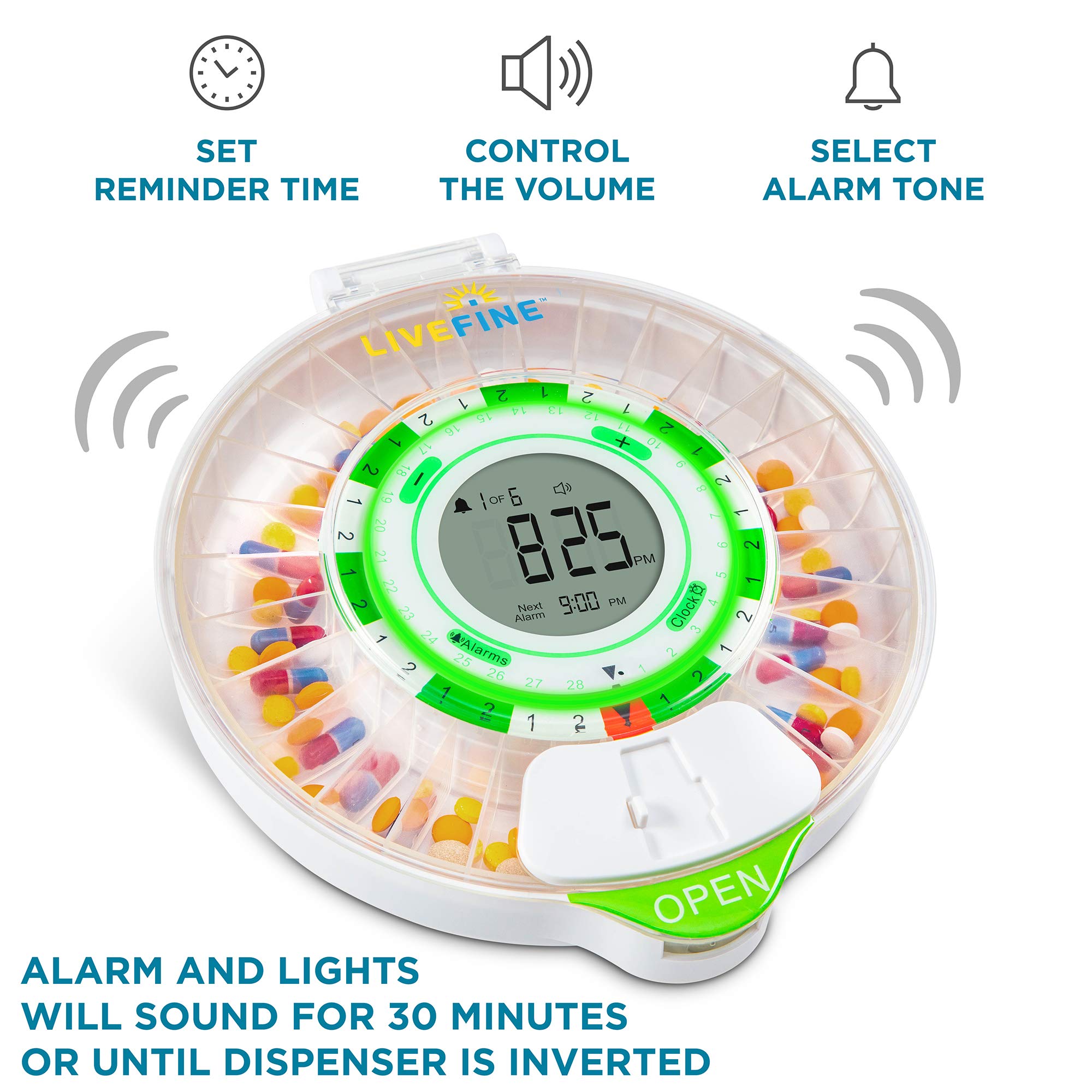 Live Fine Pantalla LCD amplia para leer hora y alarmas con claridad