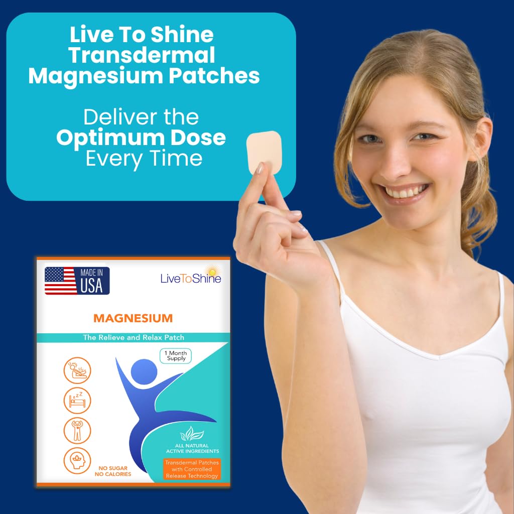 Live To Shine parches magnesio, transdérmico para bienestar general sin irritantes