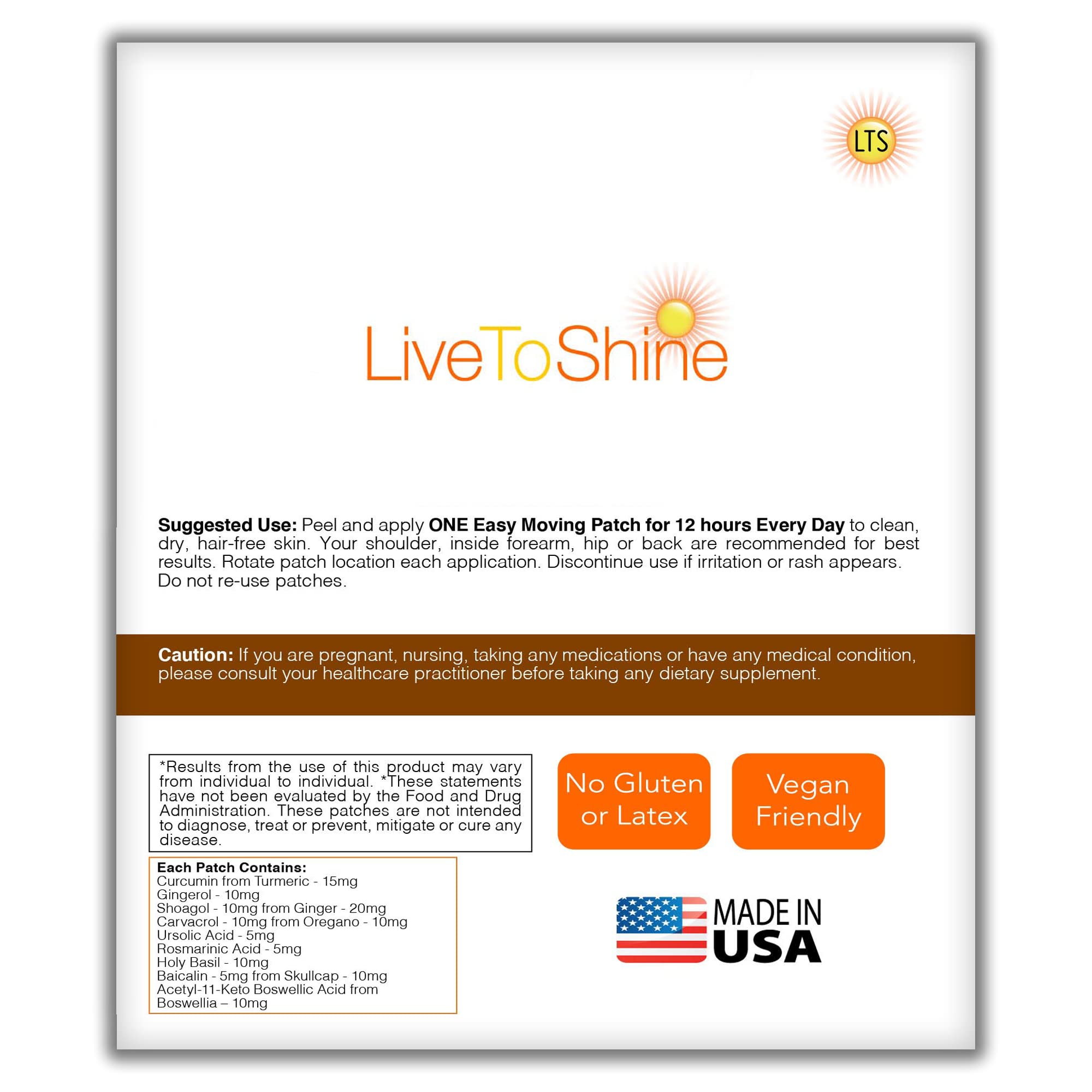 Live To Shine parches caja 30 unidades, suministro mensual