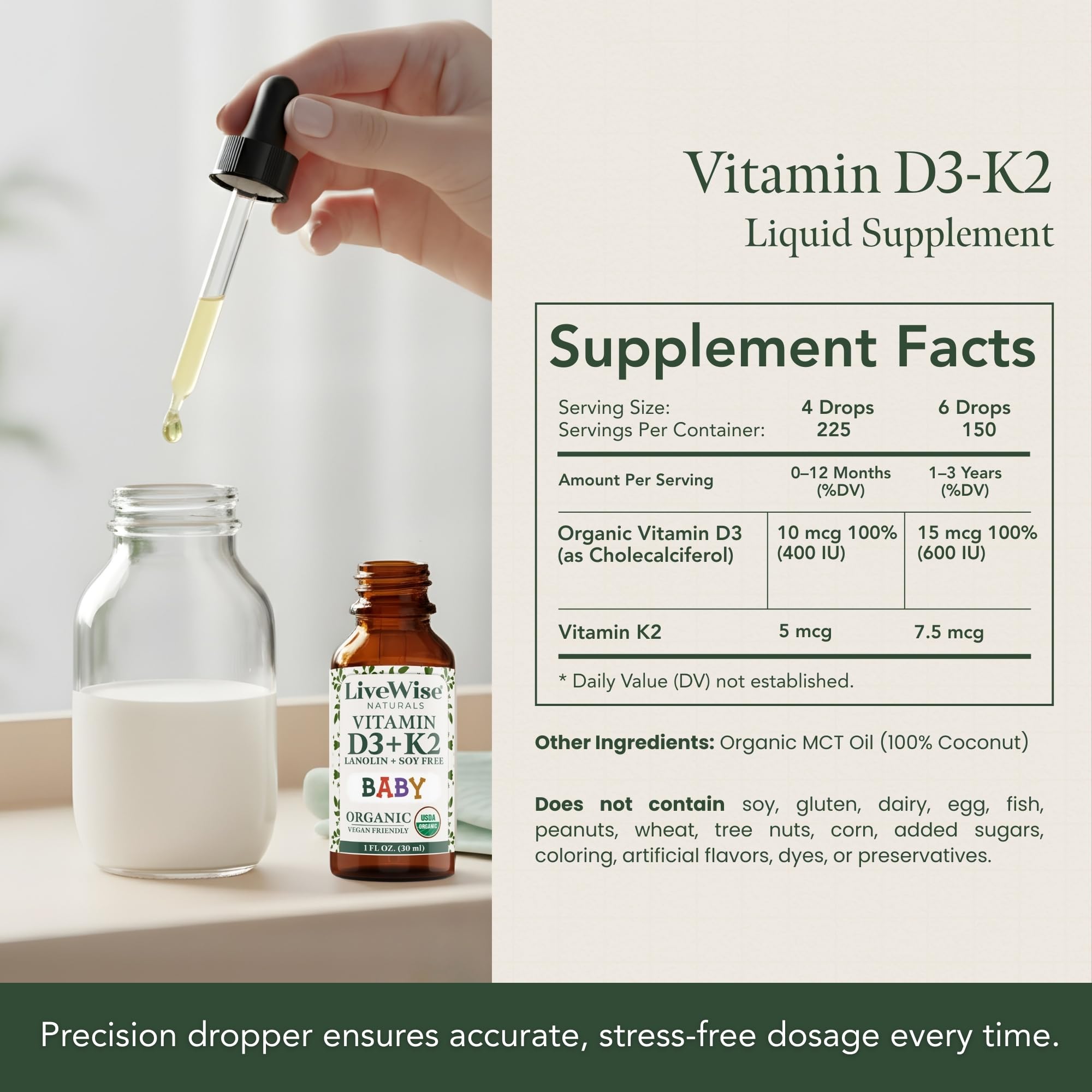 Live Wise Naturals gotero, dosis micro para bebé.