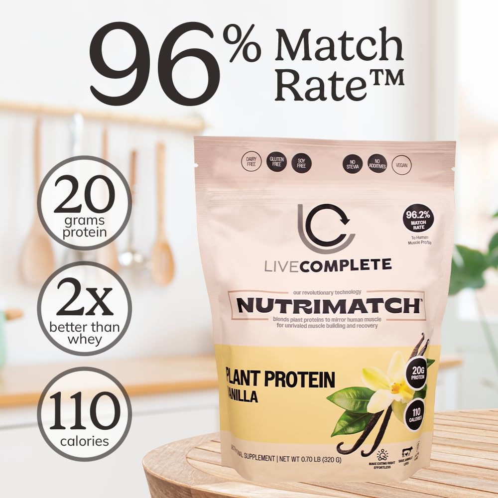 Preparación rápida con NutriMatch, disolución fácil en agua o leche vegetal.