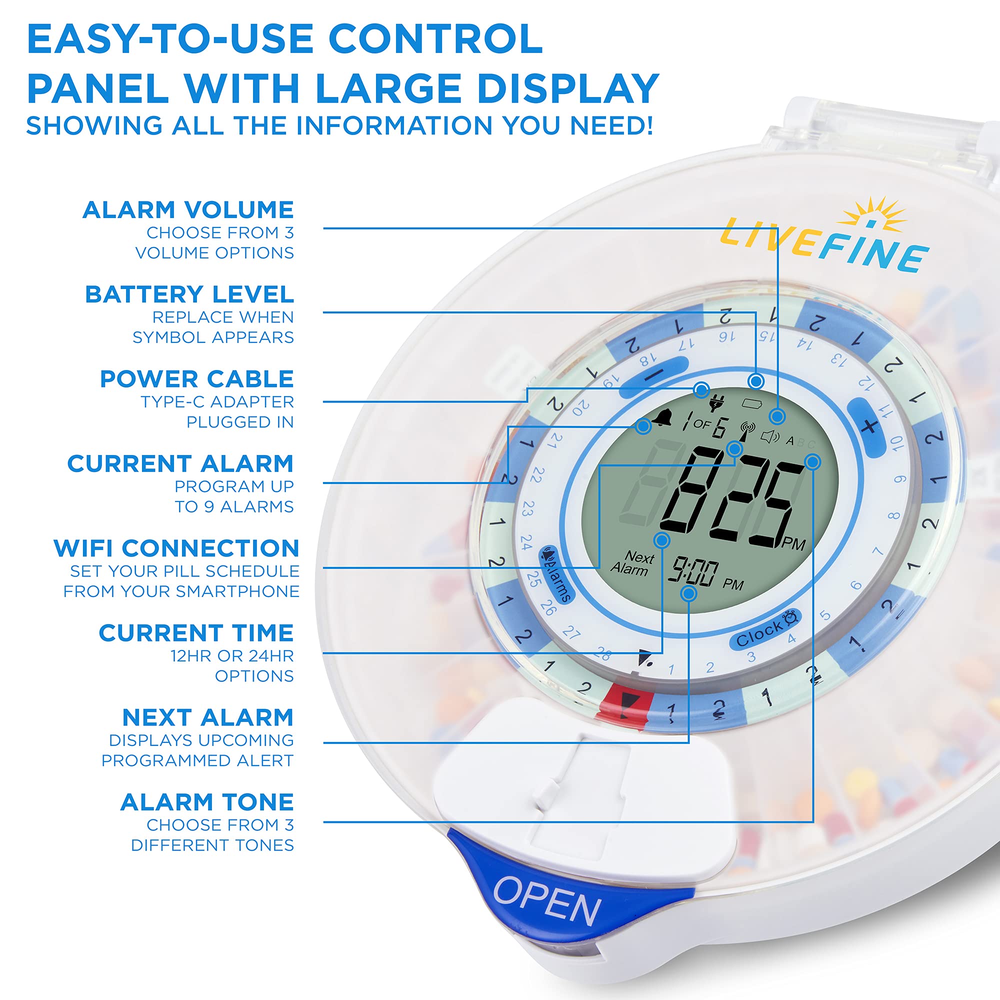 LiveFine alarma visual con luz para recordatorios rápidos