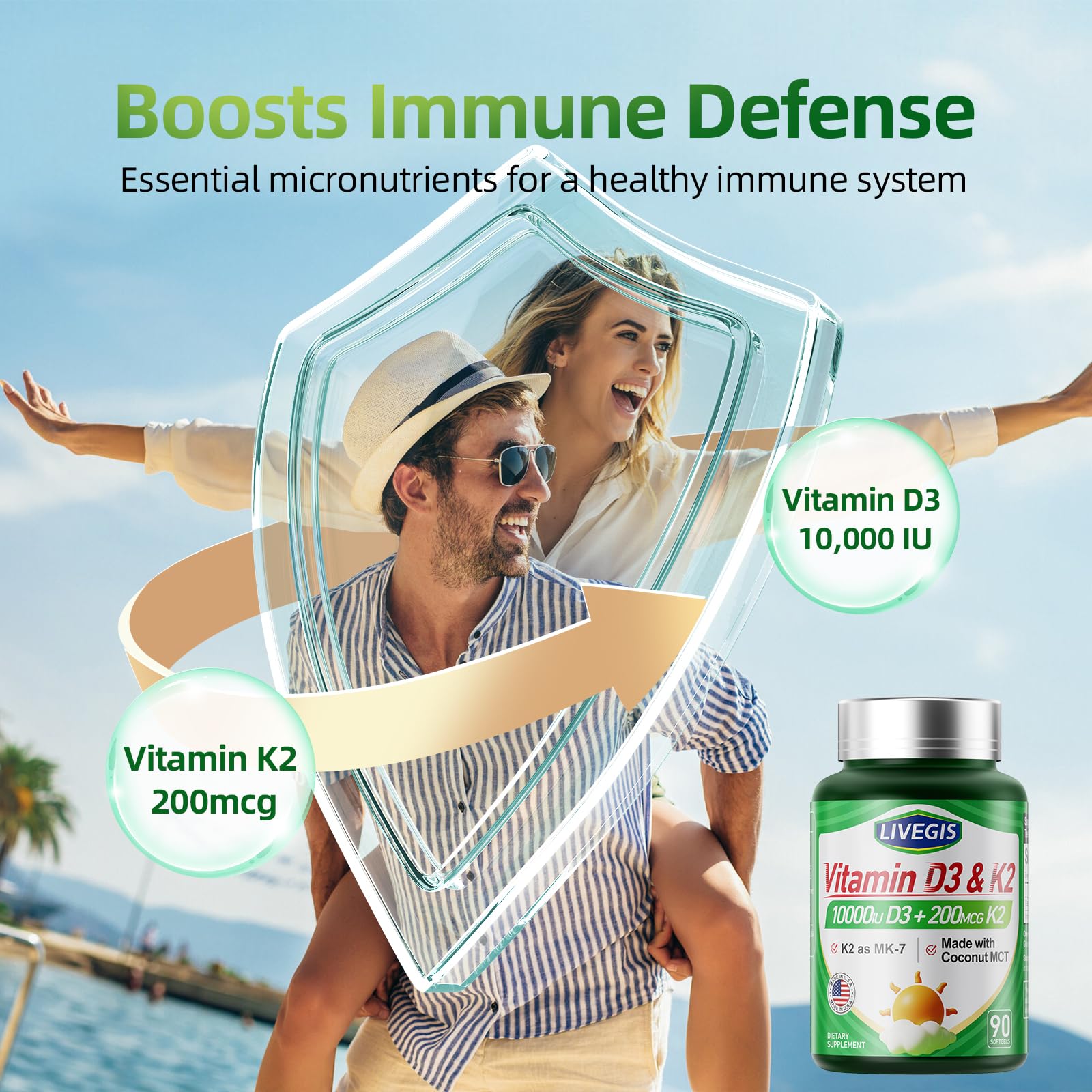 LIVEGIS Vitamin D3 K2 Softgels, textura suave de la cápsula
