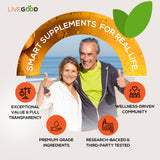 LIVEGOOD Factor 4, detalle CoQ10 y curcuma, énfasis en apoyo celular.