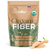 LIVEGOOD fibra orgánica, cuchara medida, facilita la dosificación diaria para regularidad.