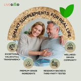 LIVEGOOD fibra orgánica, ingredientes vegetales visibles que respaldan una dieta equilibrada.