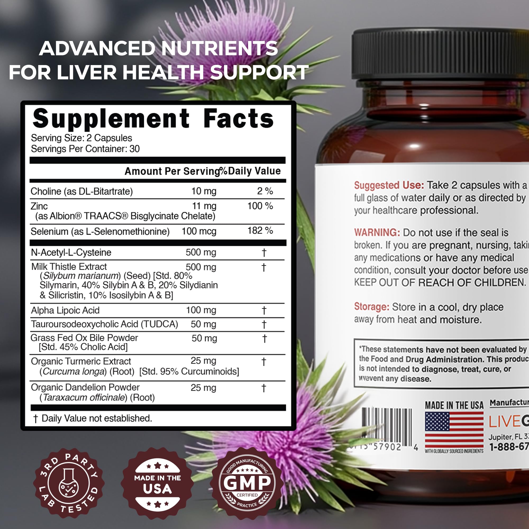 LIVEGOOD Liver Support cardo-mariano cápsulas, beneficio para la salud hepática.