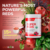 LiveGood Super Reds: mezcla antioxidante de frutos rojos para vitalidad.