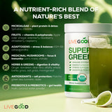 LIVEGOOD Verdes Orgánicos: lata de 30 porciones para uso diario.