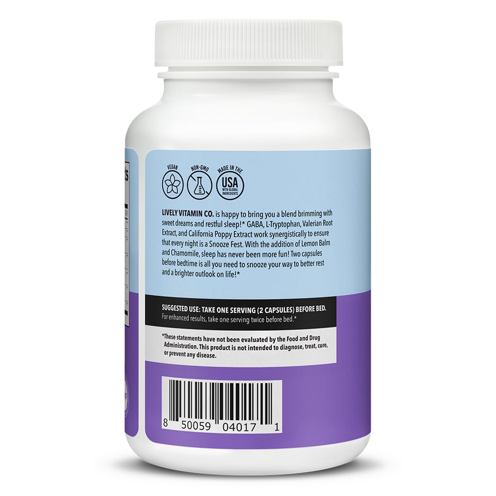 Cápsulas Snooze Fest de LIVELY VITAMIN CO para dormir mejor