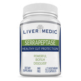 Liver Medic Serrapeptase, cápsulas para dosis diarias y potencial absorción.