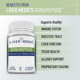 Etiqueta nutricional de Liver Medic Serrapeptase para información clara.