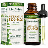 Live Wise Naturals Gotas D3 K2 en bote ambar para uso diario