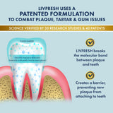 LIVFRESH gel para dientes destaca el blanqueamiento suave durante el cepillado.