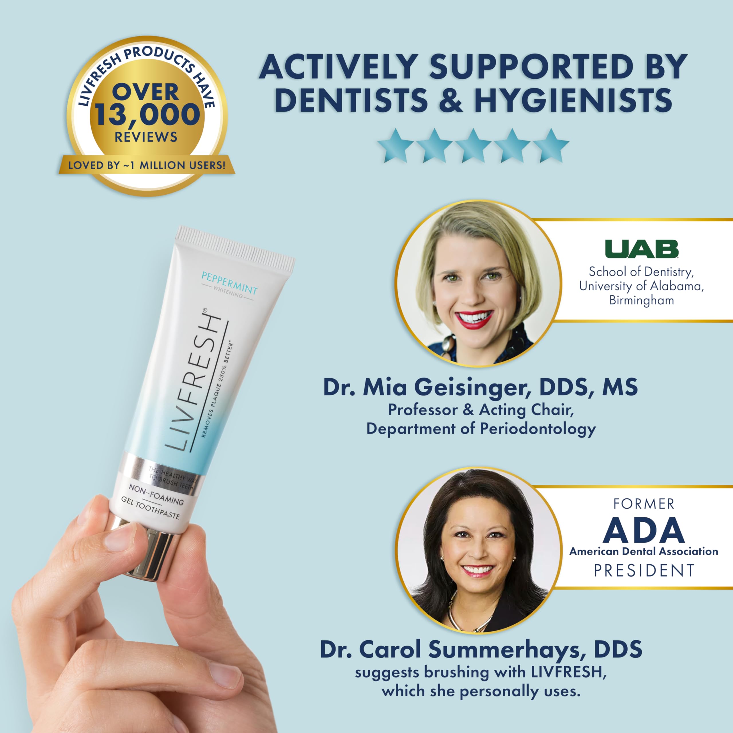 LIVFRESH gel resalta limpieza profunda en encías y zonas difíciles.