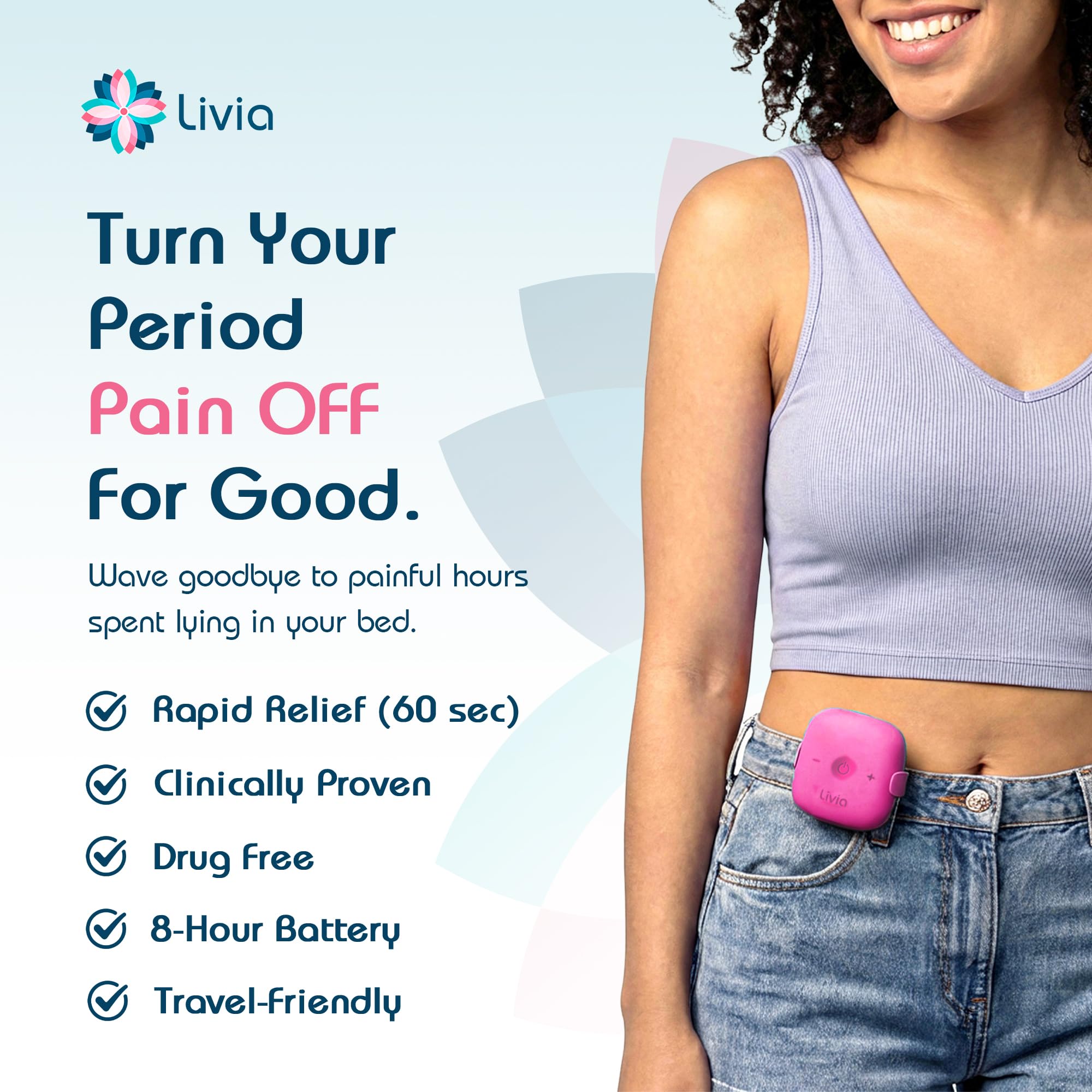 Parches florales de Livia para uso discreto bajo la ropa.