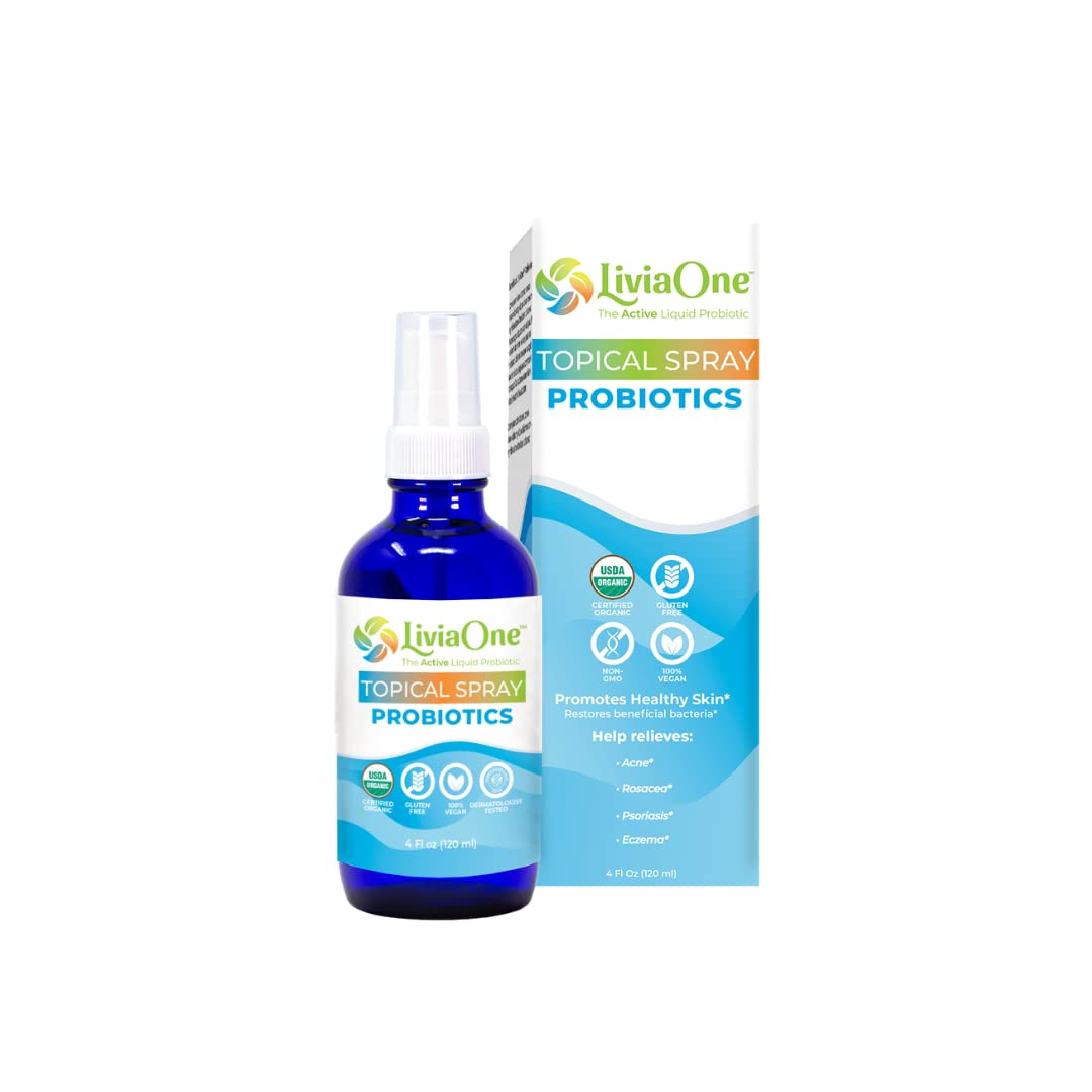 LiviaOne botella spray probiótico para piel: aplicación suave que apoya la barrera.