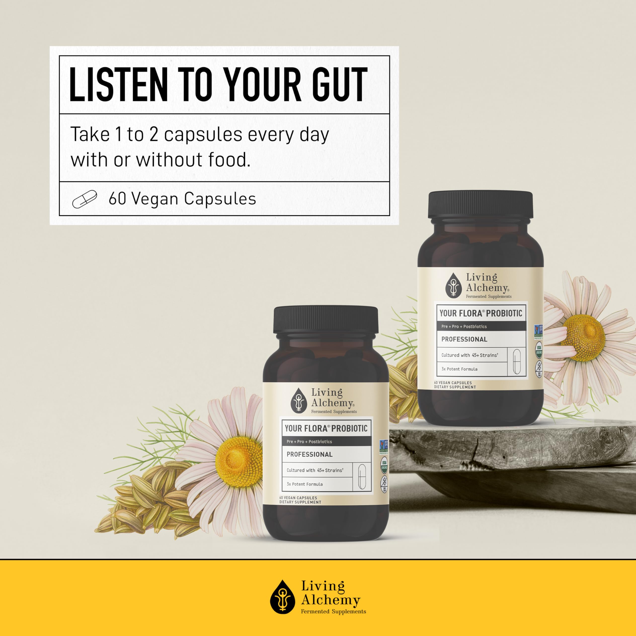 Living Alchemy Etiqueta Producto: envase claro para entender beneficios digestivos.