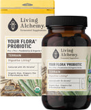 Living Alchemy Terreno de Tu Flora, botella con cápsulas para equilibrio digestivo.
