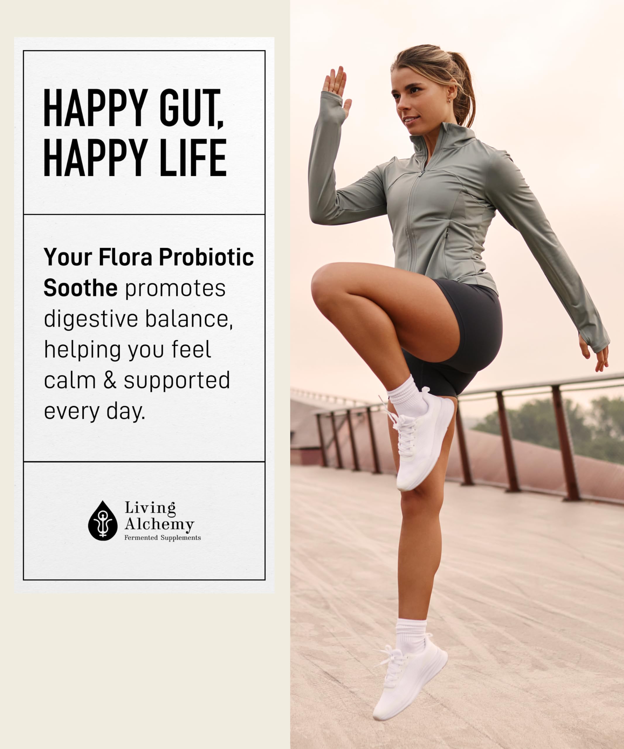 Living Alchemy Tu Flora Probiotico Calma dosificación diaria: fácil de incorporar.