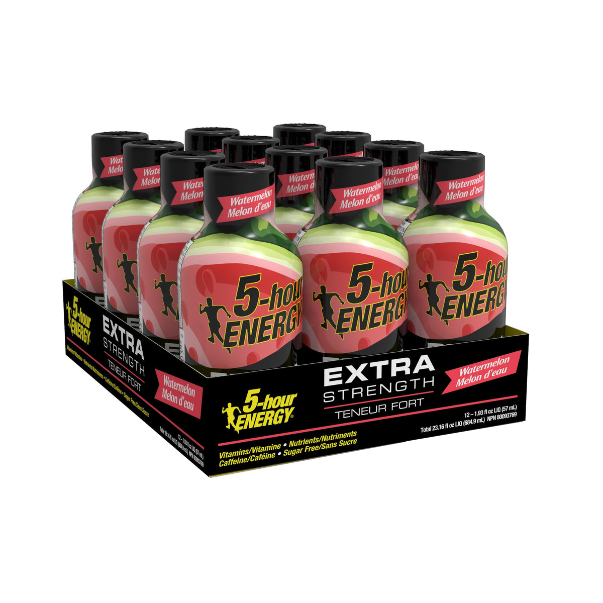 Living Essentials 5Hour Energy Sandía sin azúcar, envase 1,93 oz para consumo rápido.