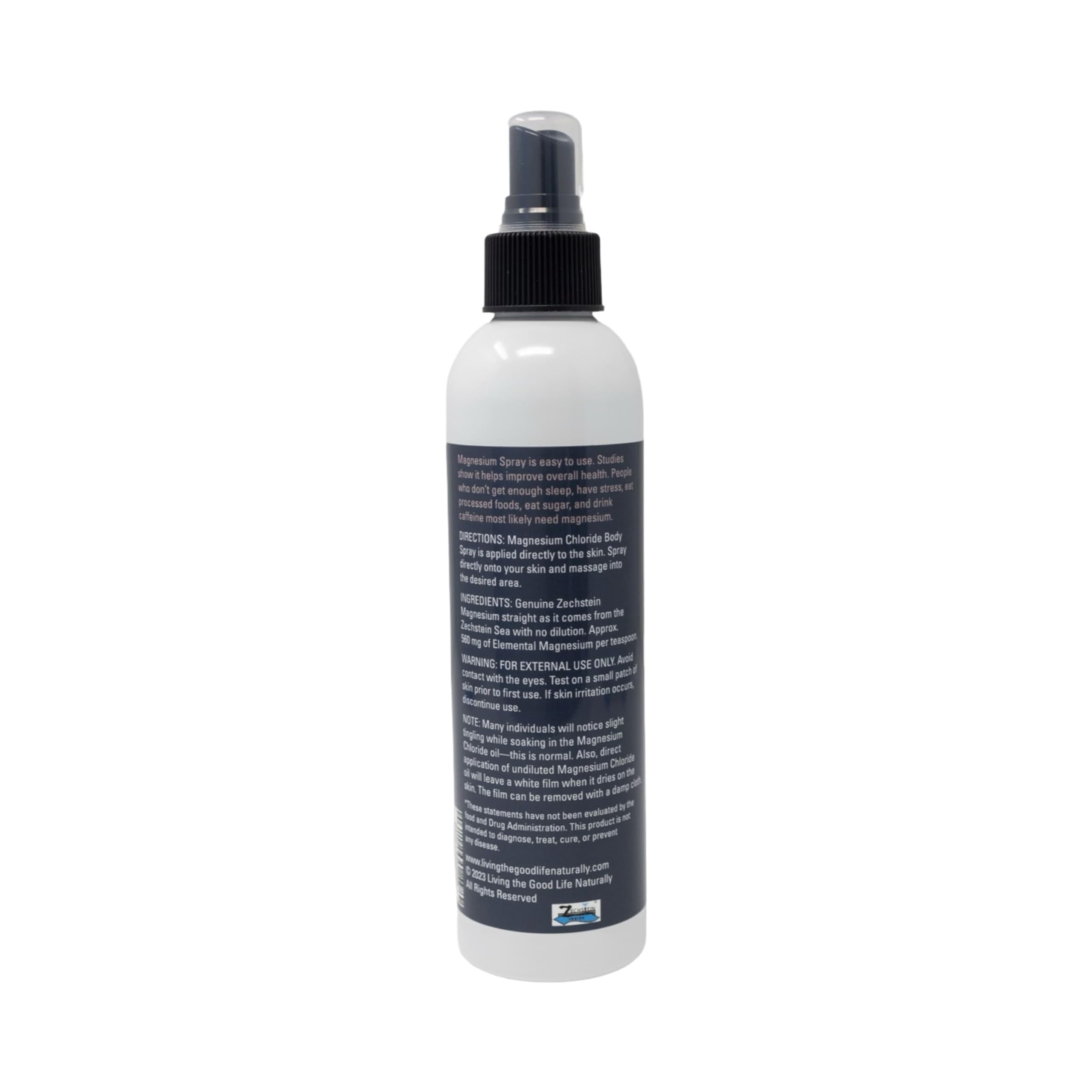 Living the Good Life Naturally Magnesium Spray, para pies y cuerpo sin aditivos.