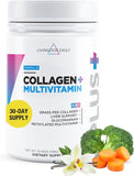 Livingood Daily vanilla collagen powder tub ready for a morning coffee ritual to support skin and hair