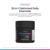Livingood Daily Multivitamínico metilado: etiqueta frontal con información de la fórmula 25 en 1.