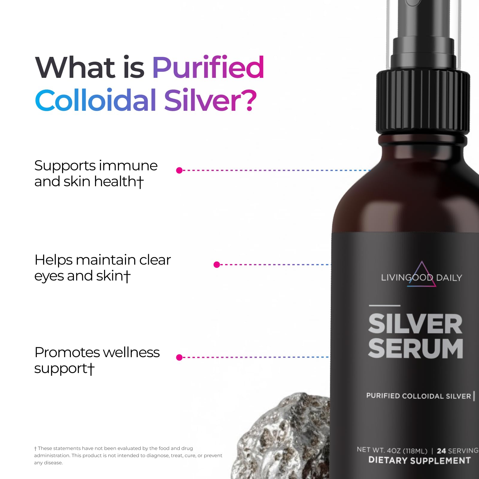 Livingood Daily Silver Spray para la nariz, uso diario.
