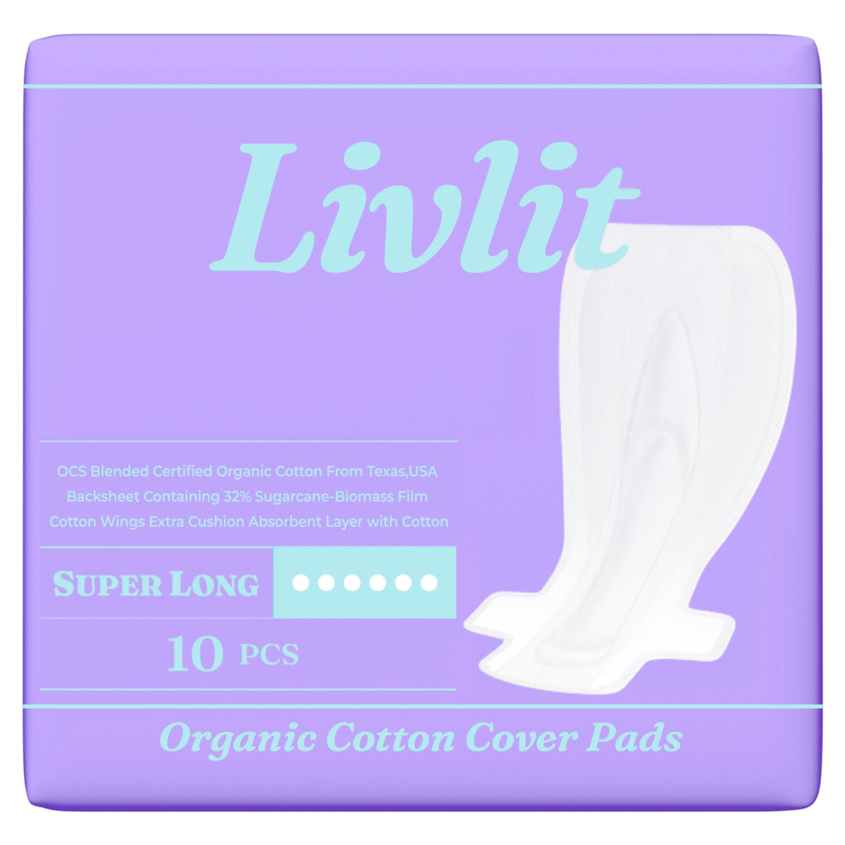 Livlit proteccion nocturna con algodón orgánico de Texas para noches secas.