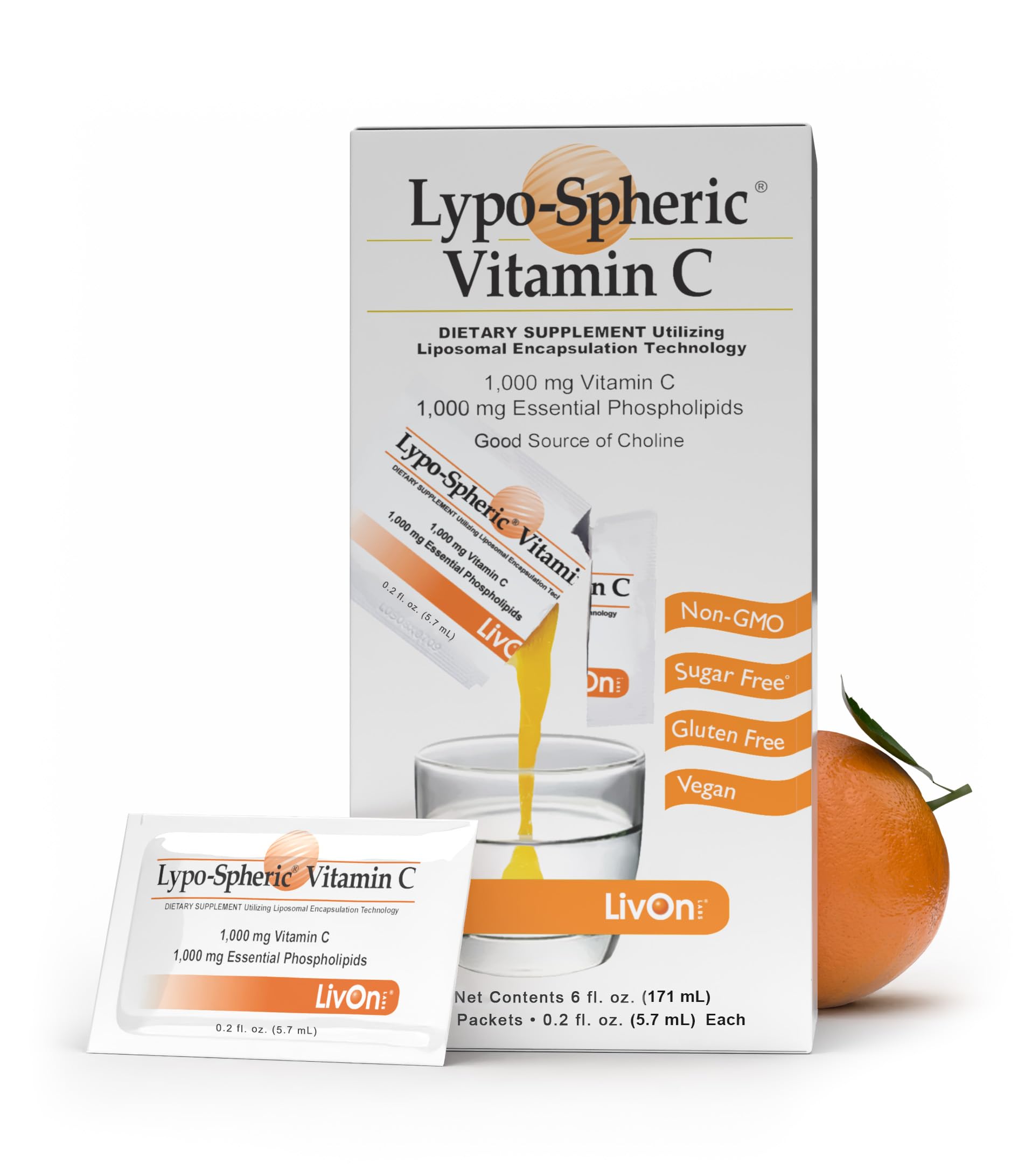 LivOn Vitamina C liposomal: paquetes individuales para apoyo inmune diario.