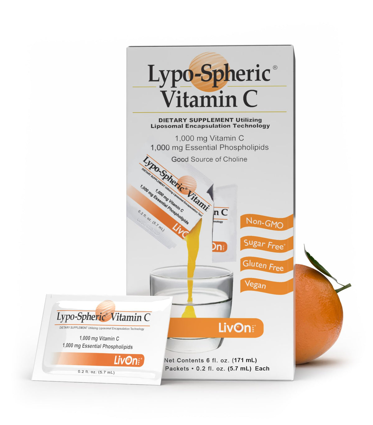 LivOn Vitamina C liposomal: paquetes individuales para apoyo inmune diario.