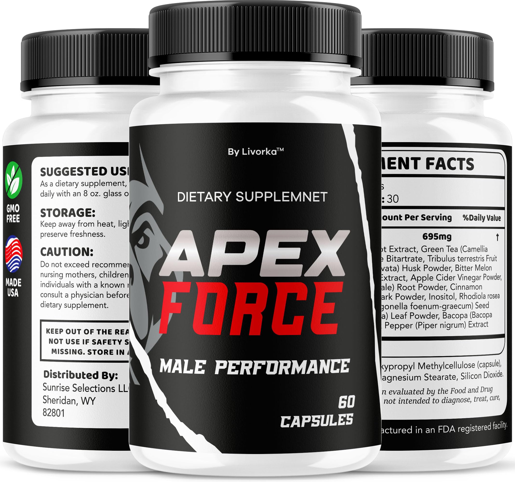LIVORKA Apex Force: envase práctico para estantería y transporte diario.