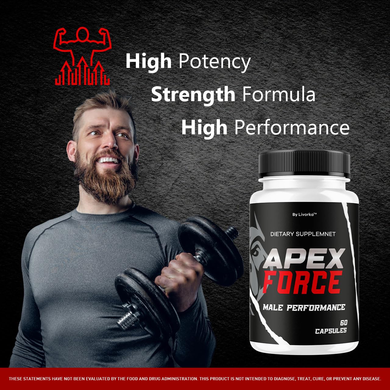 LIVORKA Apex Force: etiqueta que resalta certificaciones GMP y control de calidad.