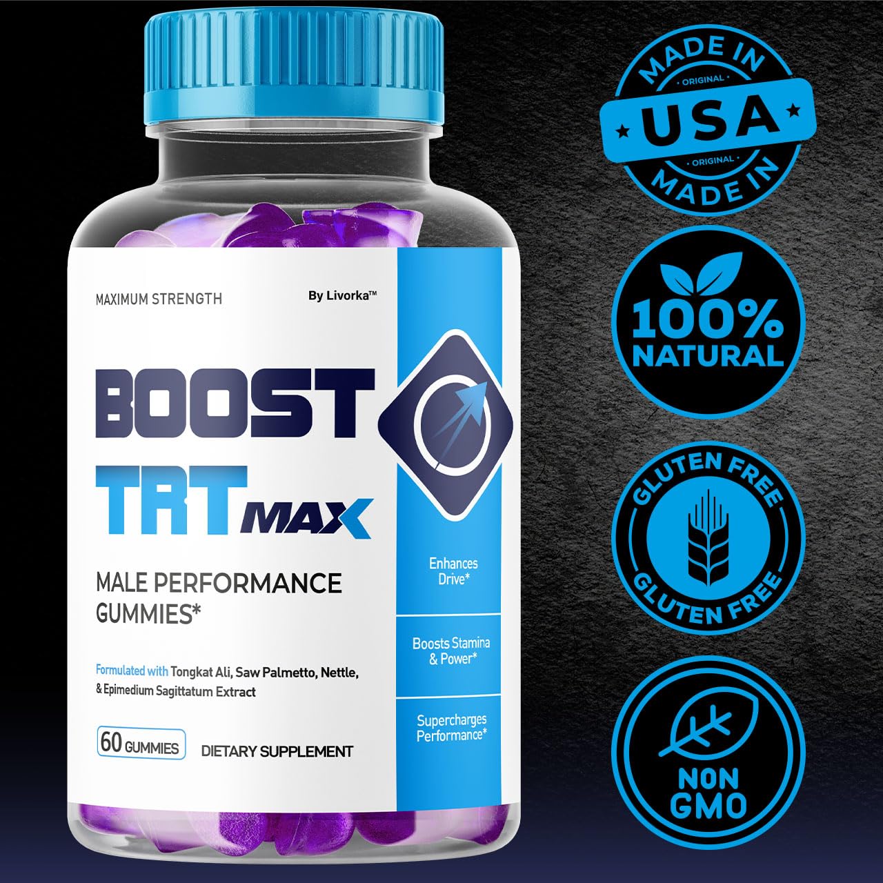 LIVORKA Boost TRT Max ingredientes naturales, sin aditivos innecesarios.