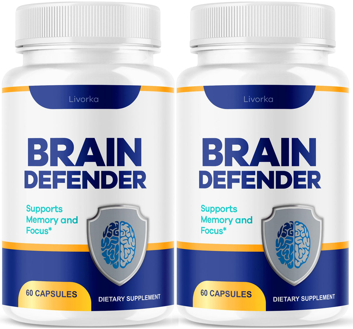 Livorka Brain Defender botella frontal para facilitar la compra y apoyar concentración diaria