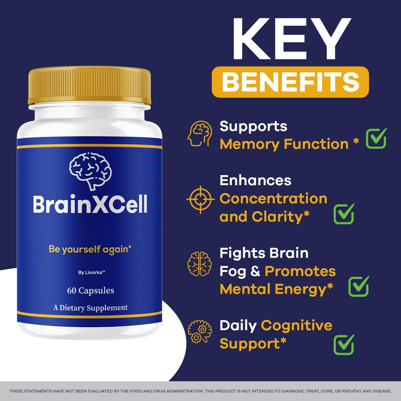 Etiqueta de BrainXCell revela su fórmula avanzada y propósito para bienestar cognitivo.