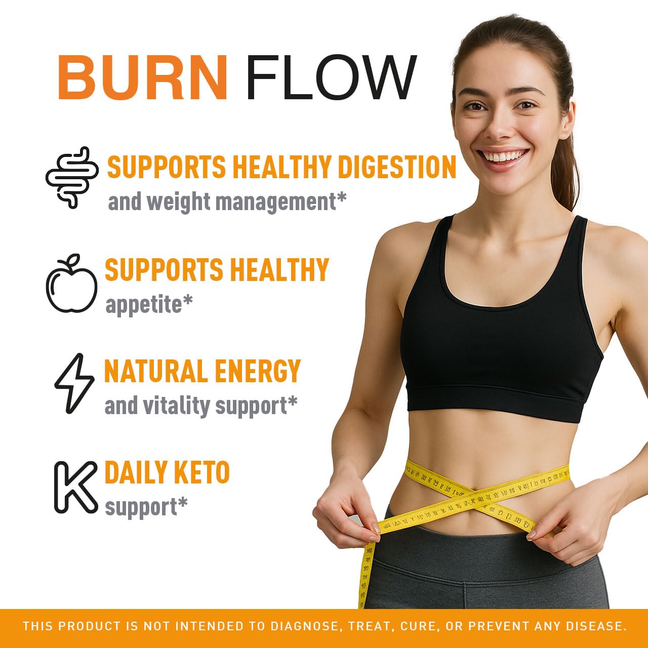 LIVORKA Burn Flow frasco de 180 cápsulas para uso sostenible.